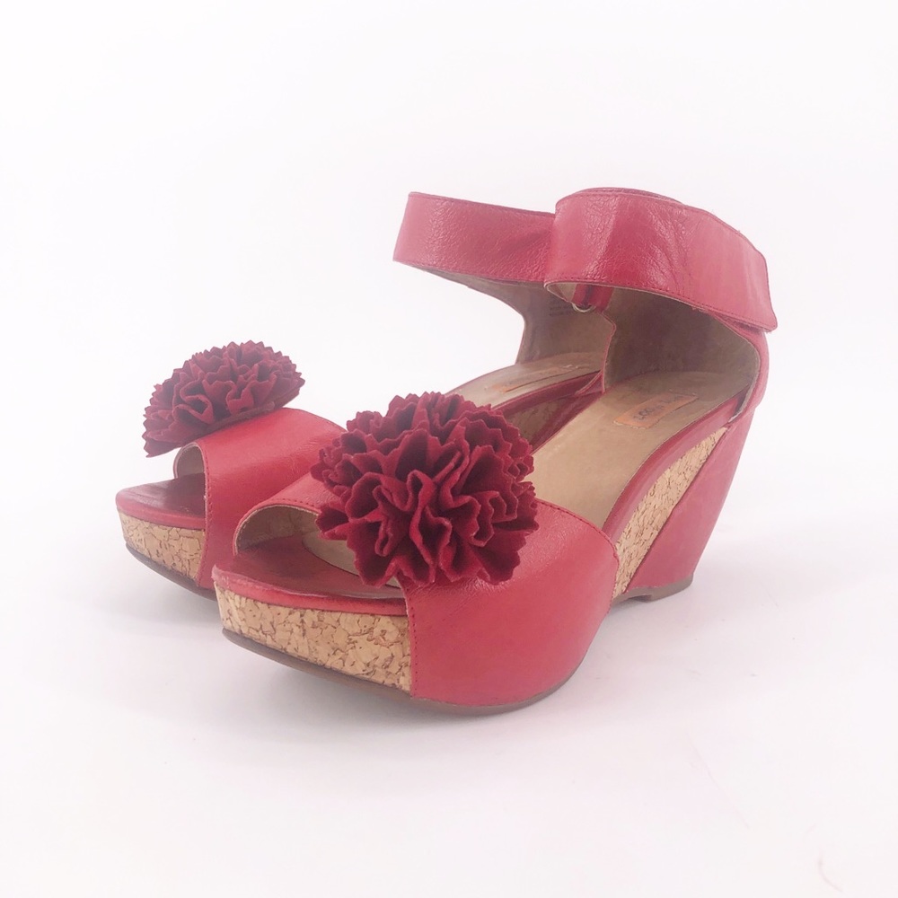 MIZ MOOZ Yona Red Leather & Cork Wedge 7